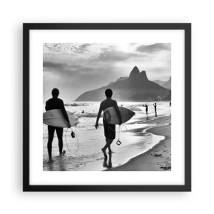 Poster in een zwarte lijst - Enkele golf samba - 40x40 cm