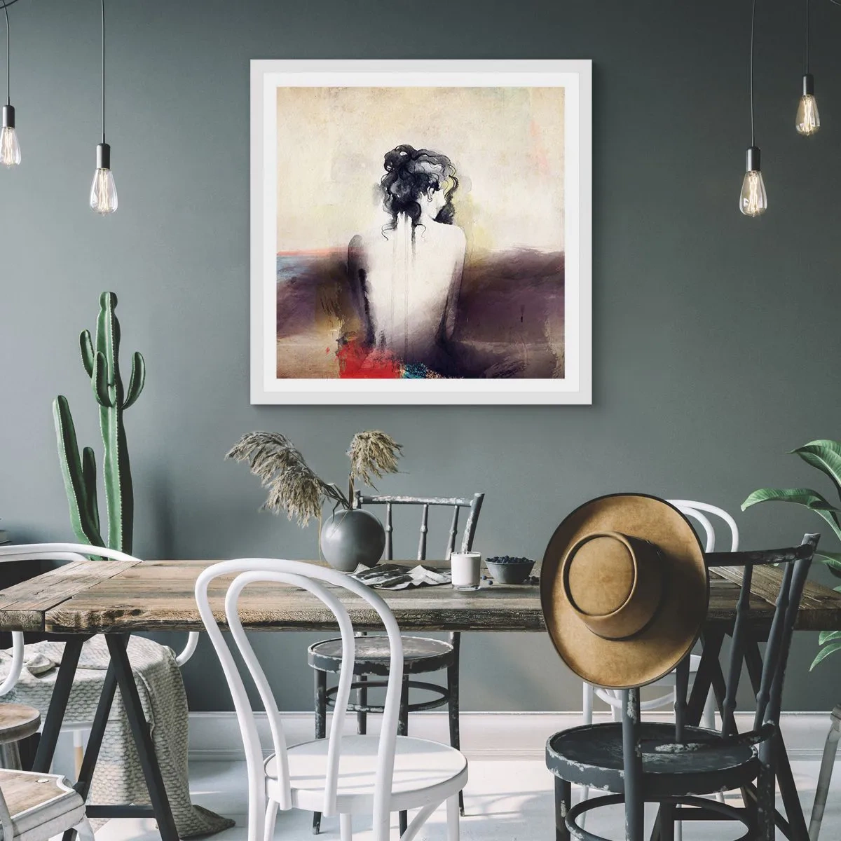 Poster in een witte lijst - Vloeiende lijnen, ovale vormen - 50x50 cm