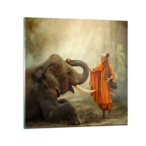 Schilderen op glas - Ontmoeting tijdens een reis - 40x40 cm