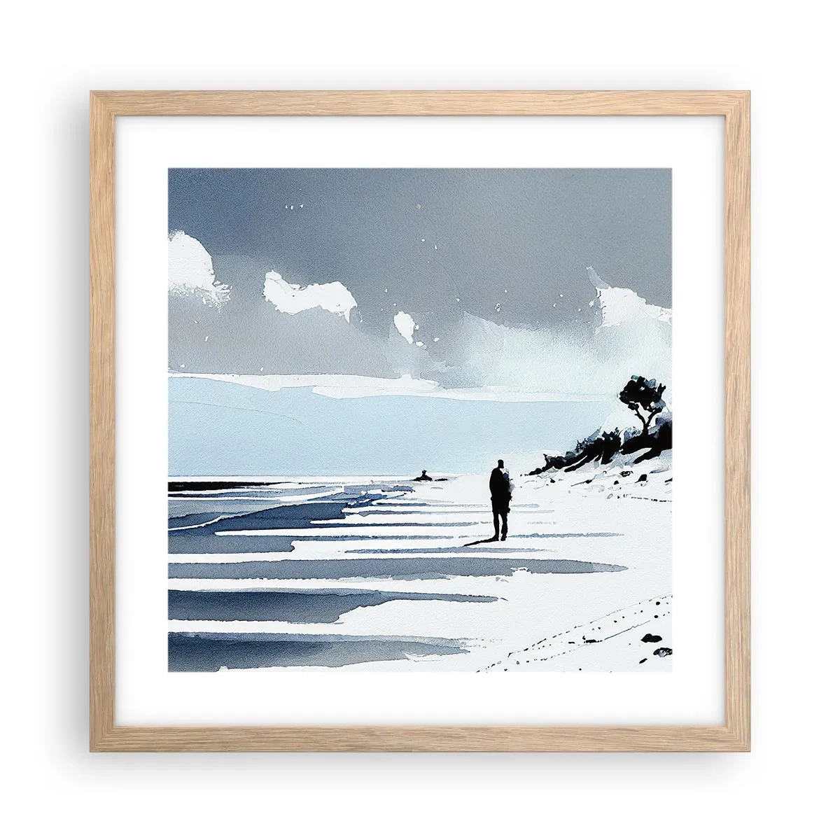 Een poster in een licht eiken lijst - Alleen - 40x40 cm