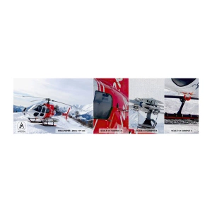 Fotobehang Monster Premium Canvas - Altijd klaar - Helikopter, Landschap, Alpen - 100x30 cm