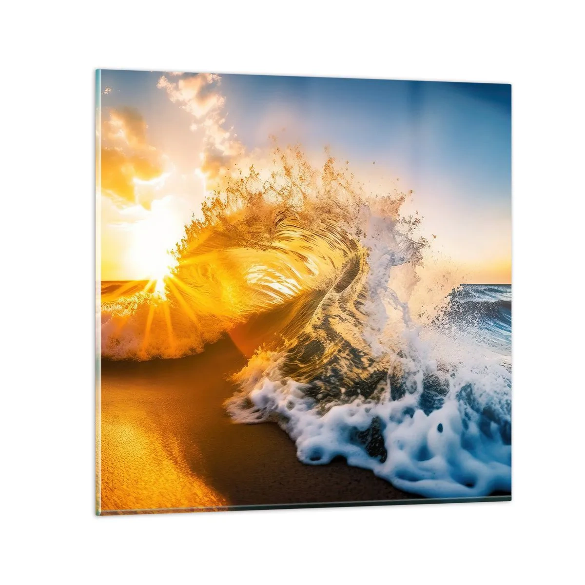 Schilderen op glas - Plezier in het zand - 40x40 cm