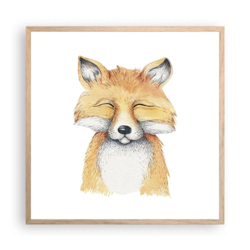 Een poster in een licht eiken lijst - Vossenstemmingen - 60x60 cm