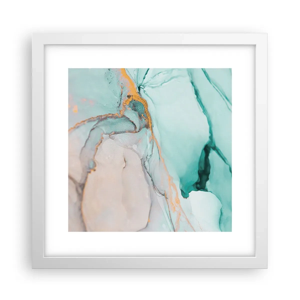 Poster in een witte lijst - Een dans van vormen en kleuren - 30x30 cm