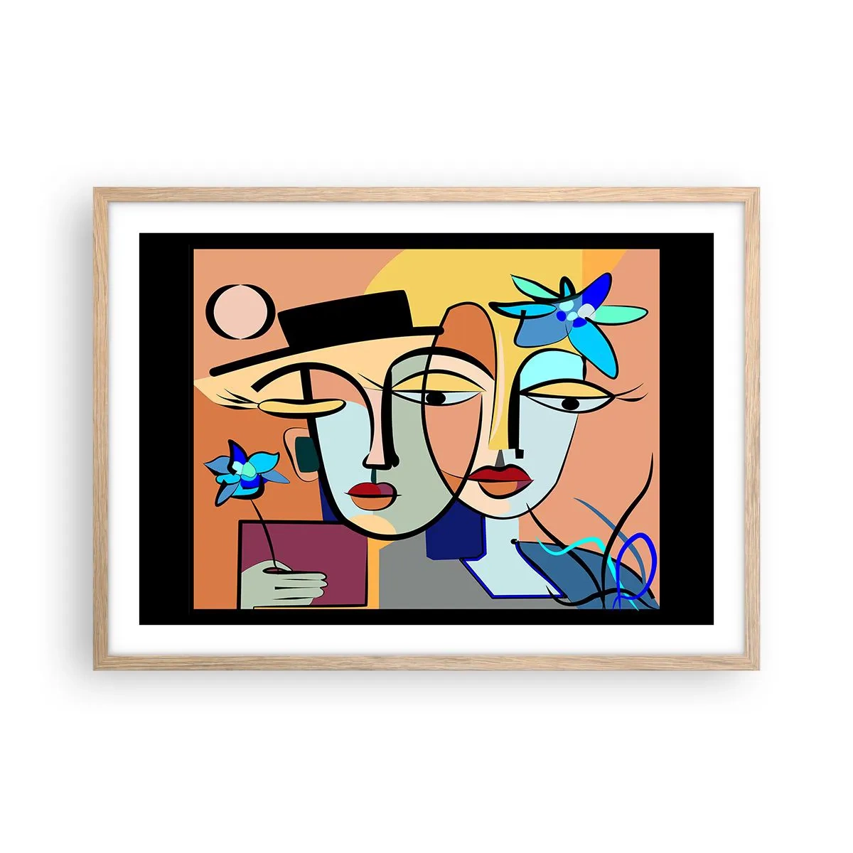 Een poster in een licht eiken lijst - Picasso's randez-vous - 70x50 cm