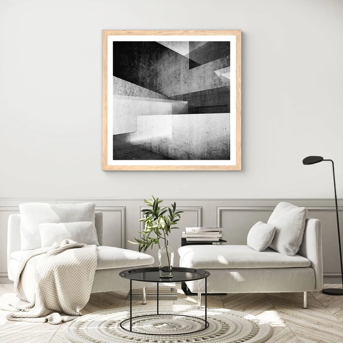 Een poster in een licht eiken lijst - De structuur van de ruimte - 40x40 cm