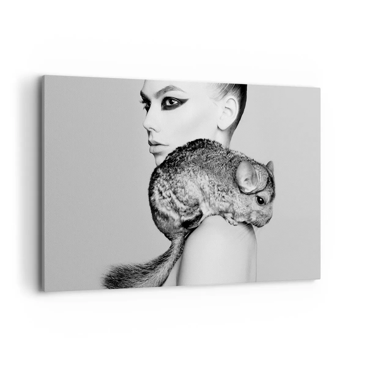 Schilderen op canvas - Dame met een chinchilla - 100x70 cm