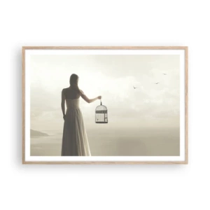 Een poster in een licht eiken lijst - Wees vrij - 100x70 cm