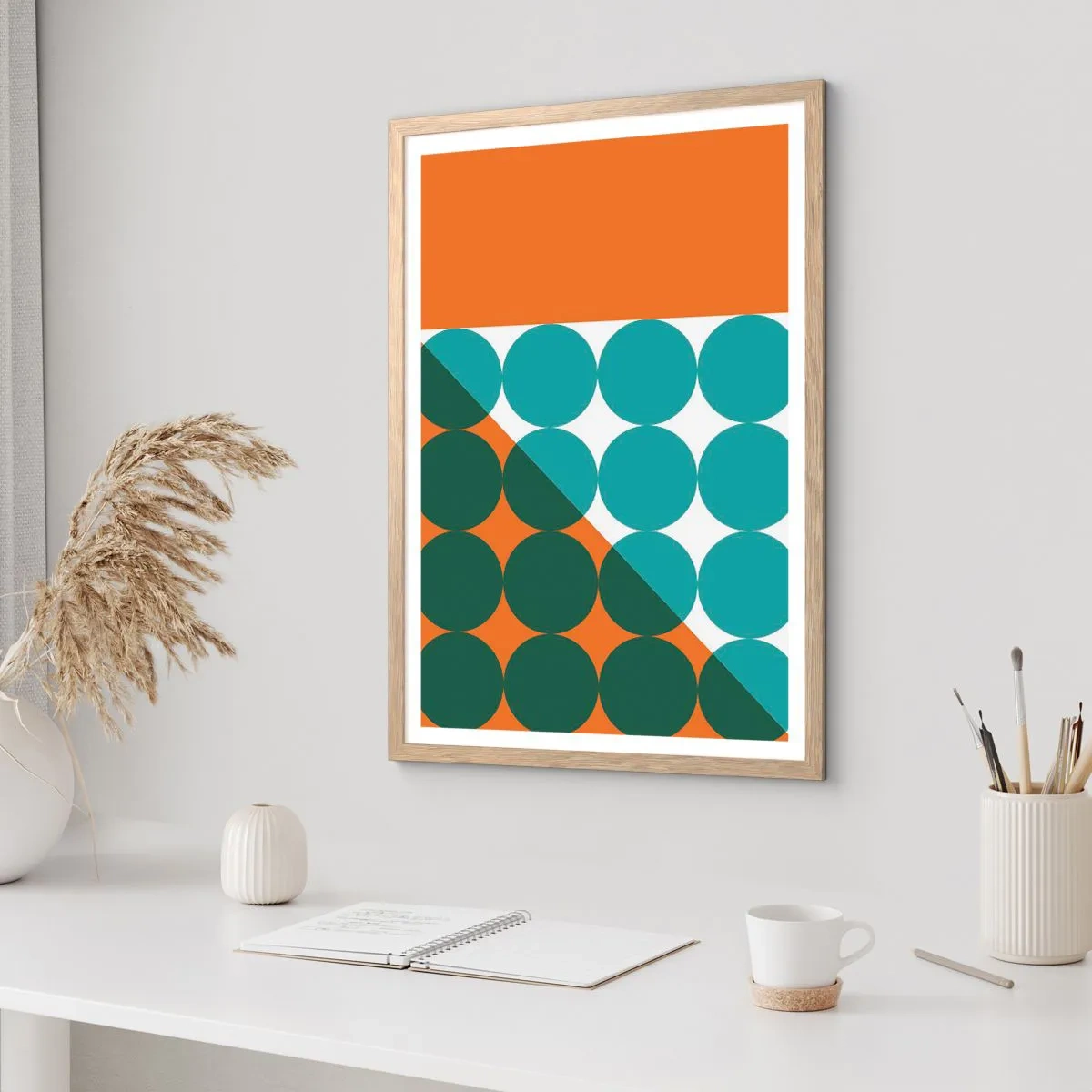 Een poster in een licht eiken lijst - Omhoog en diagonaal - 70x100 cm