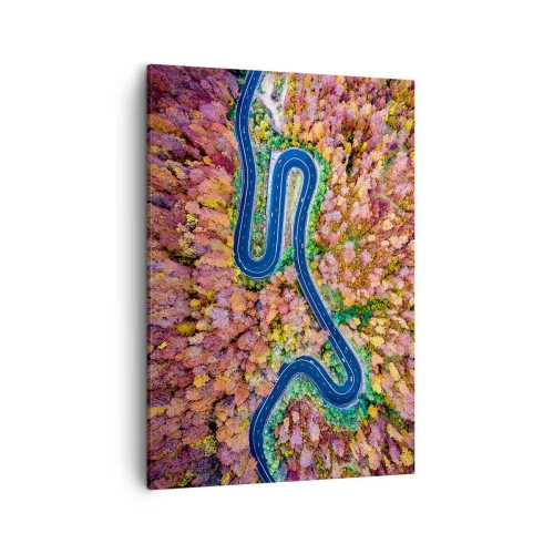 Schilderen op canvas - Een kronkelende weg door het bos - 50x70 cm