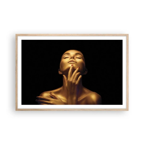 Een poster in een licht eiken lijst - Als gouden zijde - 91x61 cm