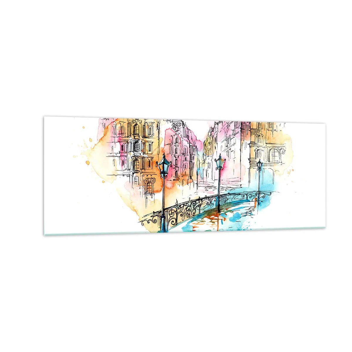 Schilderen op glas - Het hart van de stad - 140x50 cm
