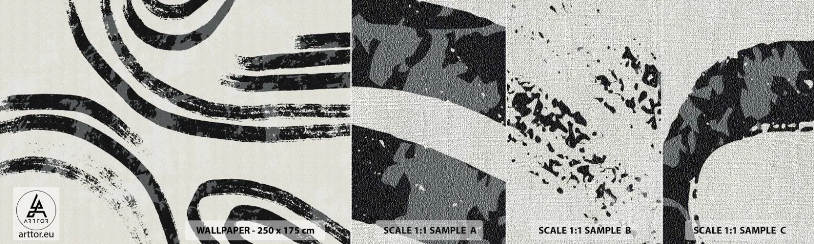 Fotobehang Monster Premium Canvas - Half gestopt - Minimalisme, Streepjes, Boho - 100x30 cm