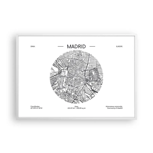 Poster in een witte lijst - Anatomie van Madrid - 100x70 cm