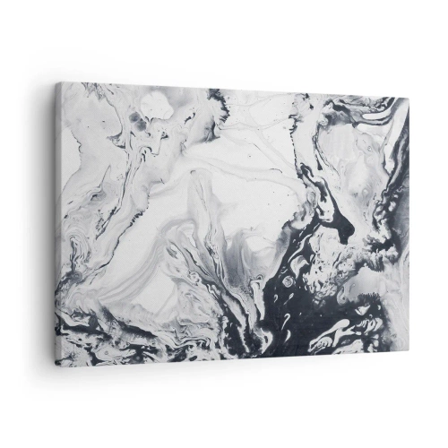 Schilderen op canvas - Monochroom abstract patroon met marmereffect - 70x50cm - Het binnenste van de aarde - Moderne wanddecoratie voor woonkamer en slaapkamer ARTTOR