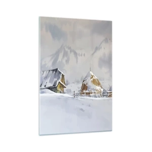 Schilderen op glas - In een besneeuwde vallei - 70x100 cm