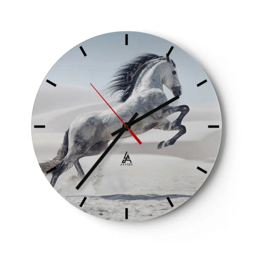 Wandklok - Klok - Een springend Arabisch paard tegen een woestijnachtergrond - 30x30cm - Arabische prins - Moderne wanddecoratie voor woonkamer, keuken en slaapkamer ARTTOR