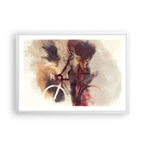 Poster in een witte lijst - Een fietsziel in marmeren vormen - 70x50 cm