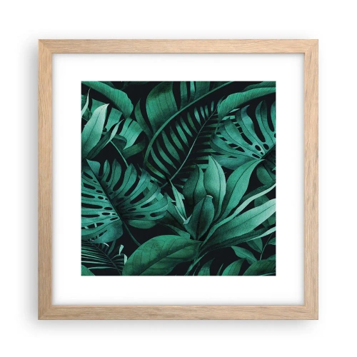 Een poster in een licht eiken lijst - De diepte van tropisch groen - 30x30 cm