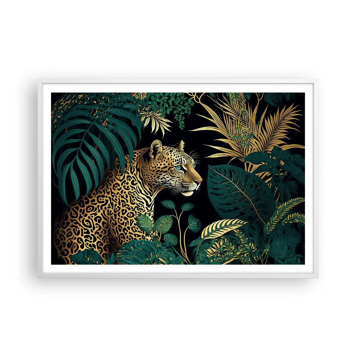Poster in een witte lijst - Een gastheer in de jungle - 100x70 cm