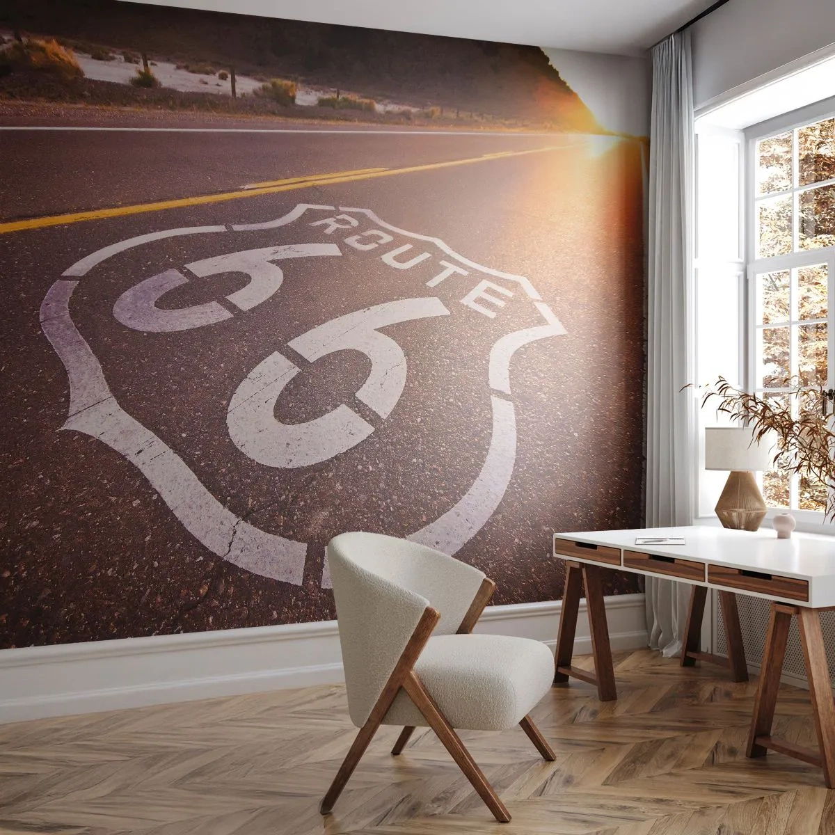 Fotobehang op maat Standard Eco - De beroemde weg 66 - VS, Automobiel, Route 66