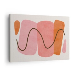 Schilderen op canvas - Abstracte vormen in roze en oranje tinten - 70x50cm - zachte beweging van vormen - Moderne wanddecoratie voor woonkamer en slaapkamer ARTTOR