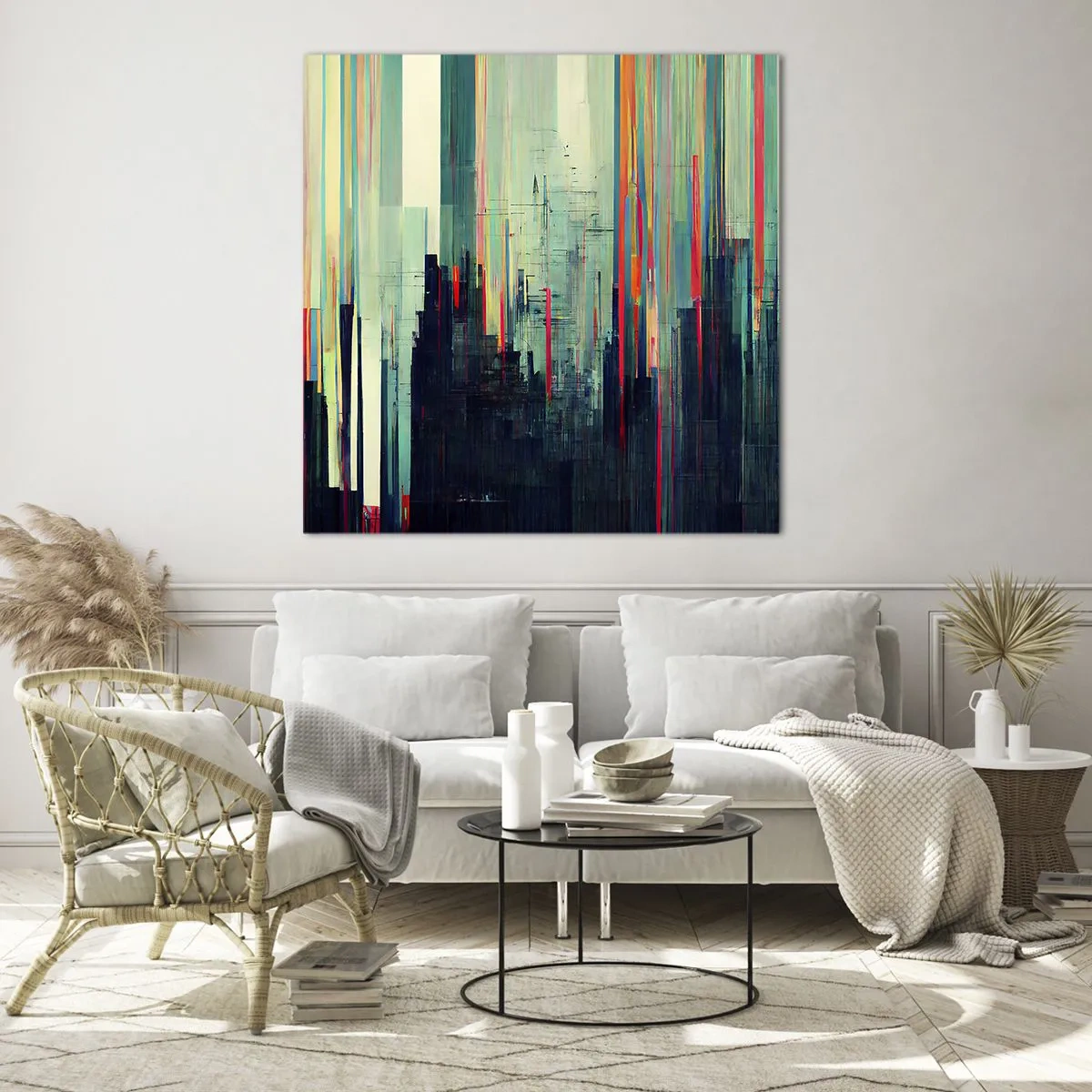 Schilderen op glas - Futuristische stad - 30x30 cm