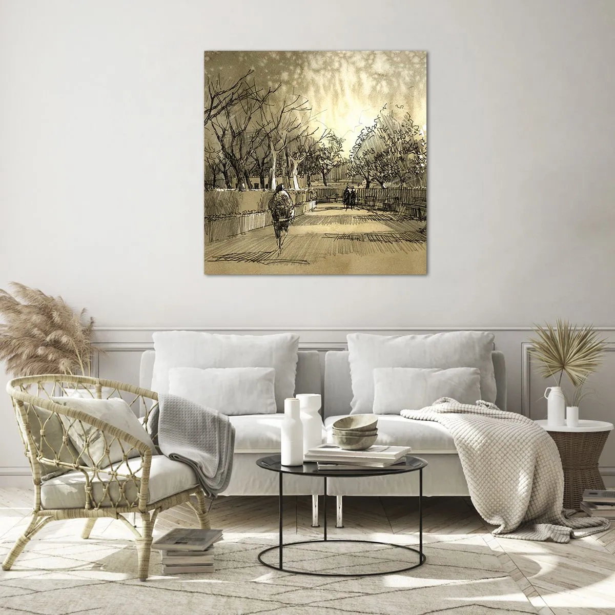 Schilderen op glas - Een moment gestopt met een veer - 70x70 cm