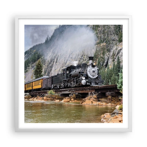 Poster in een witte lijst - Waar wil je naar toe? Waar naar toe? - 60x60 cm