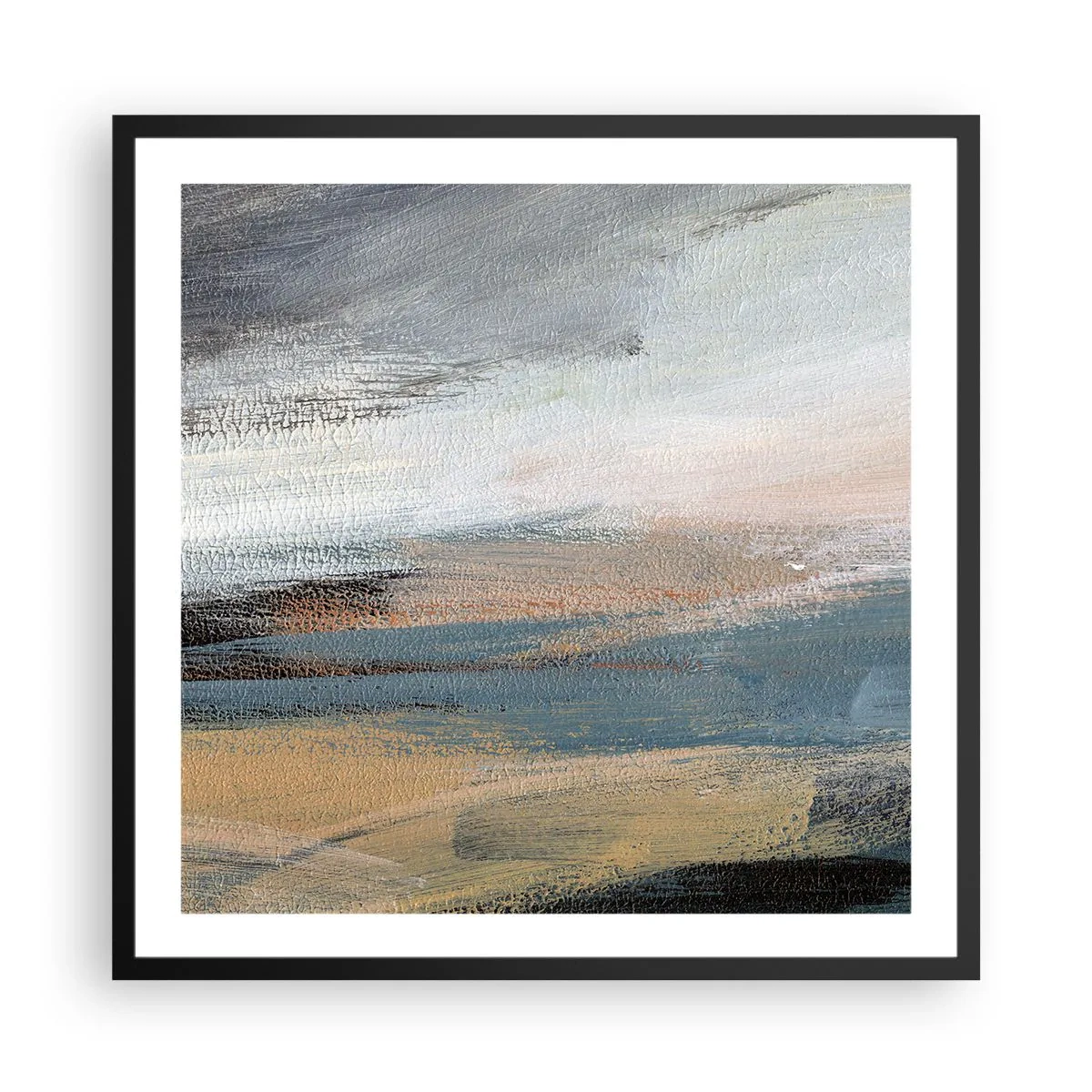 Poster in een zwarte lijst - Abstractie: noordelijk landschap - 60x60 cm
