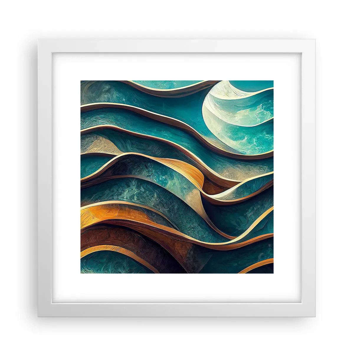Poster in een witte lijst - Meanders van blauw - 30x30 cm