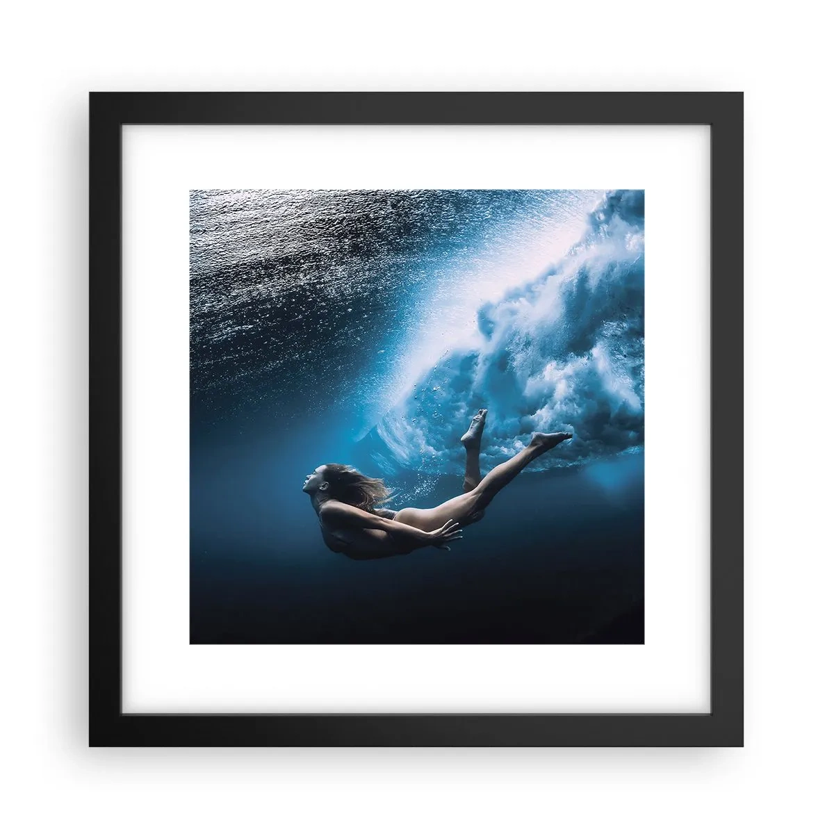 Poster in een zwarte lijst - Een moderne zeemeermin - 30x30 cm