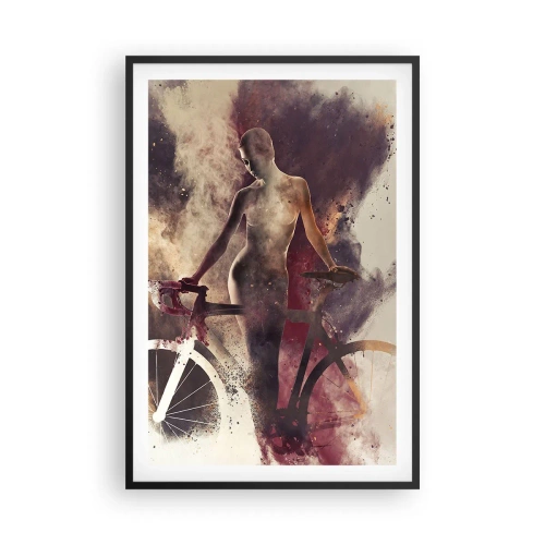 Poster in een zwarte lijst - Een fietsziel in marmeren vormen - 61x91 cm
