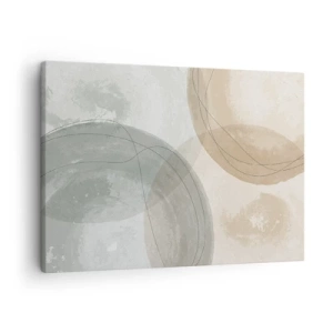 Schilderen op canvas - Abstracte compositie in pastelkleuren met lijnen - 70x50cm - Indringende werelden - Moderne wanddecoratie voor woonkamer en slaapkamer ARTTOR