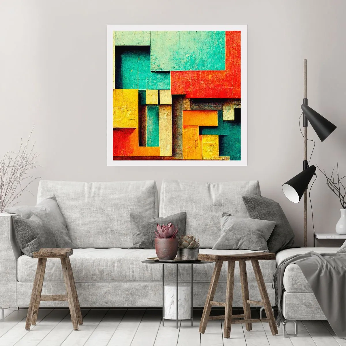 Poster - Festival van rechte hoeken - 40x40 cm