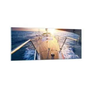 Schilderen op glas - Lopend op de golven - 100x40 cm