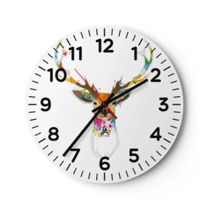 Wandklok - Klok - Een zacht hert badend in kleur - 40x40 cm
