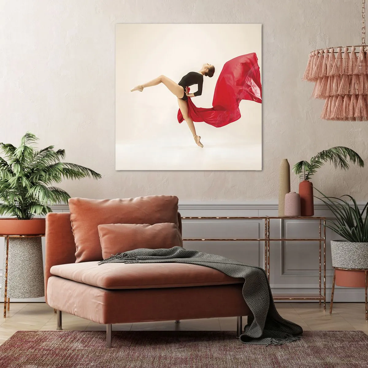 Schilderen op canvas - rood en zwart - 70x70 cm