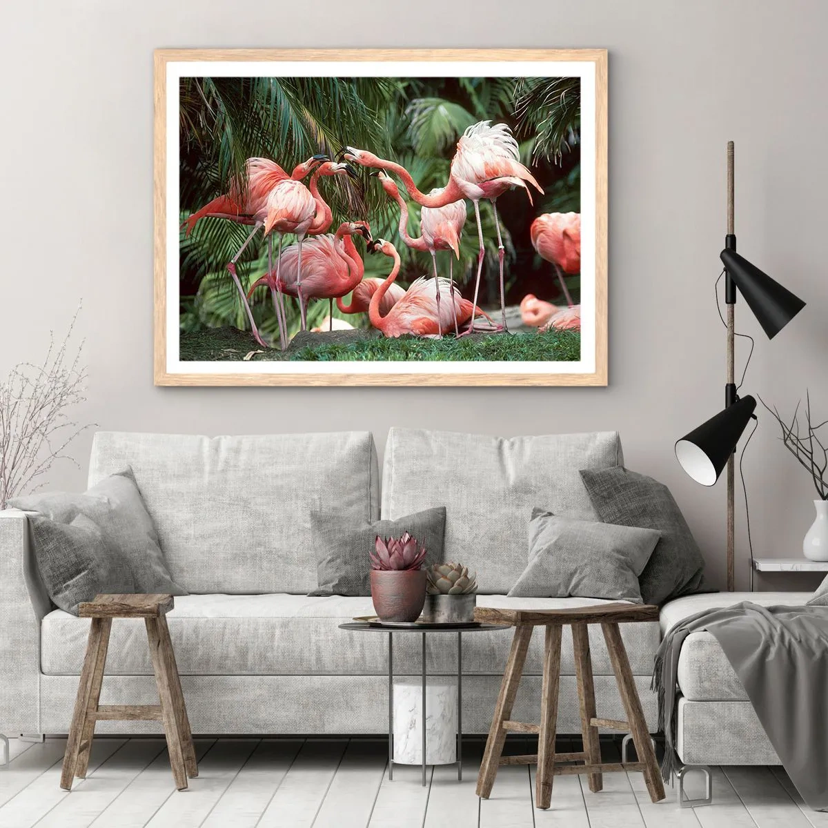 Een poster in een licht eiken lijst - Middag roddels - 100x70 cm