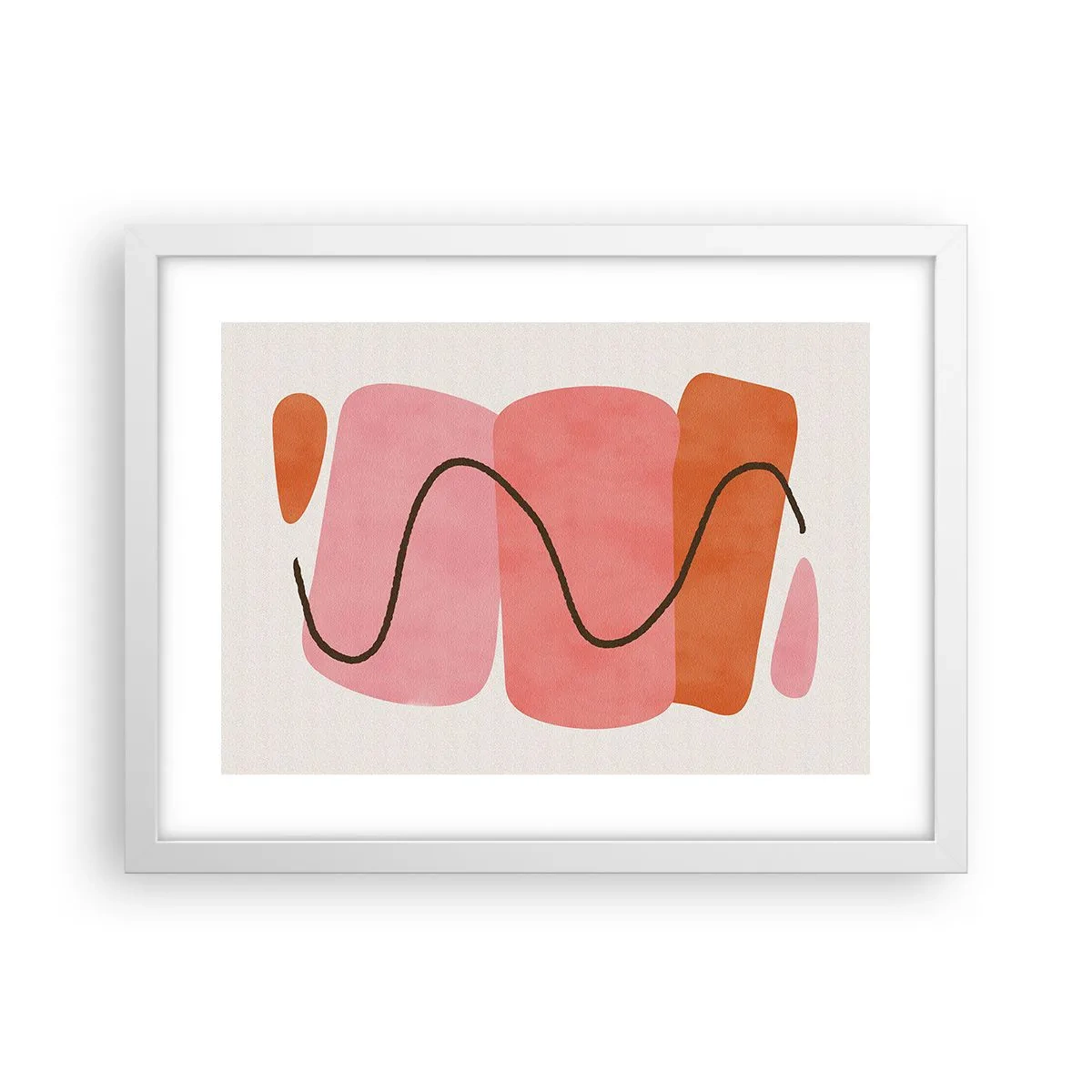 Poster in een witte lijst - zachte beweging van vormen - 40x30 cm