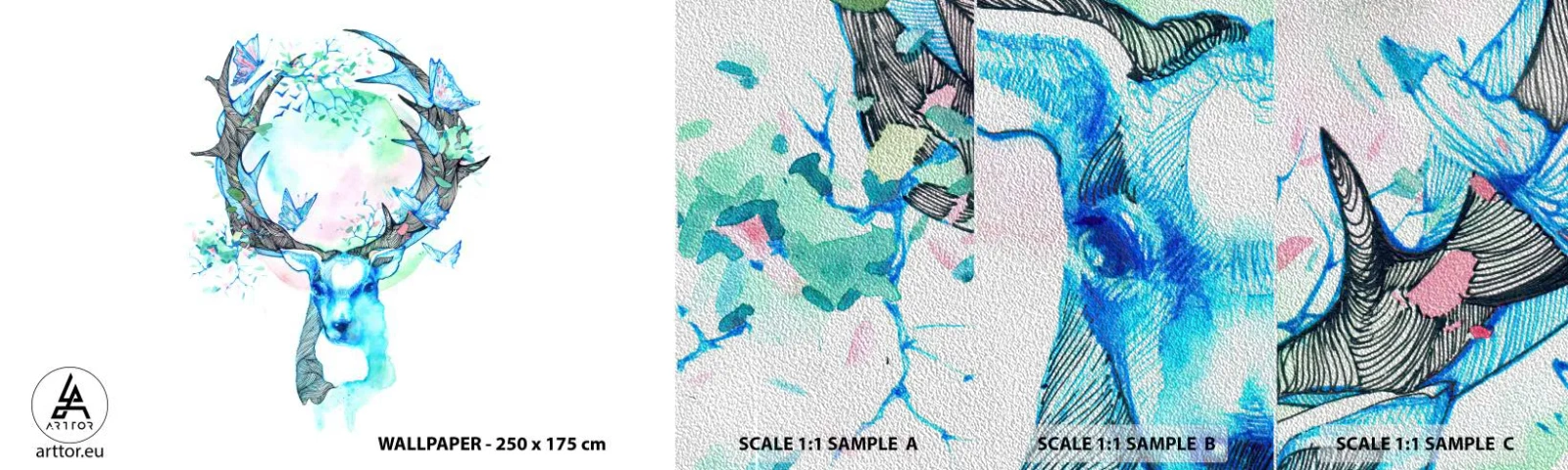 Fotobehang Monster Premium Sand - De kracht en delicatesse van de natuur - Abstractie, Hert, Natuur - 100x30 cm