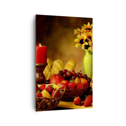 Schilderen op canvas - Stilleven met brood en fruit - 80x120 cm