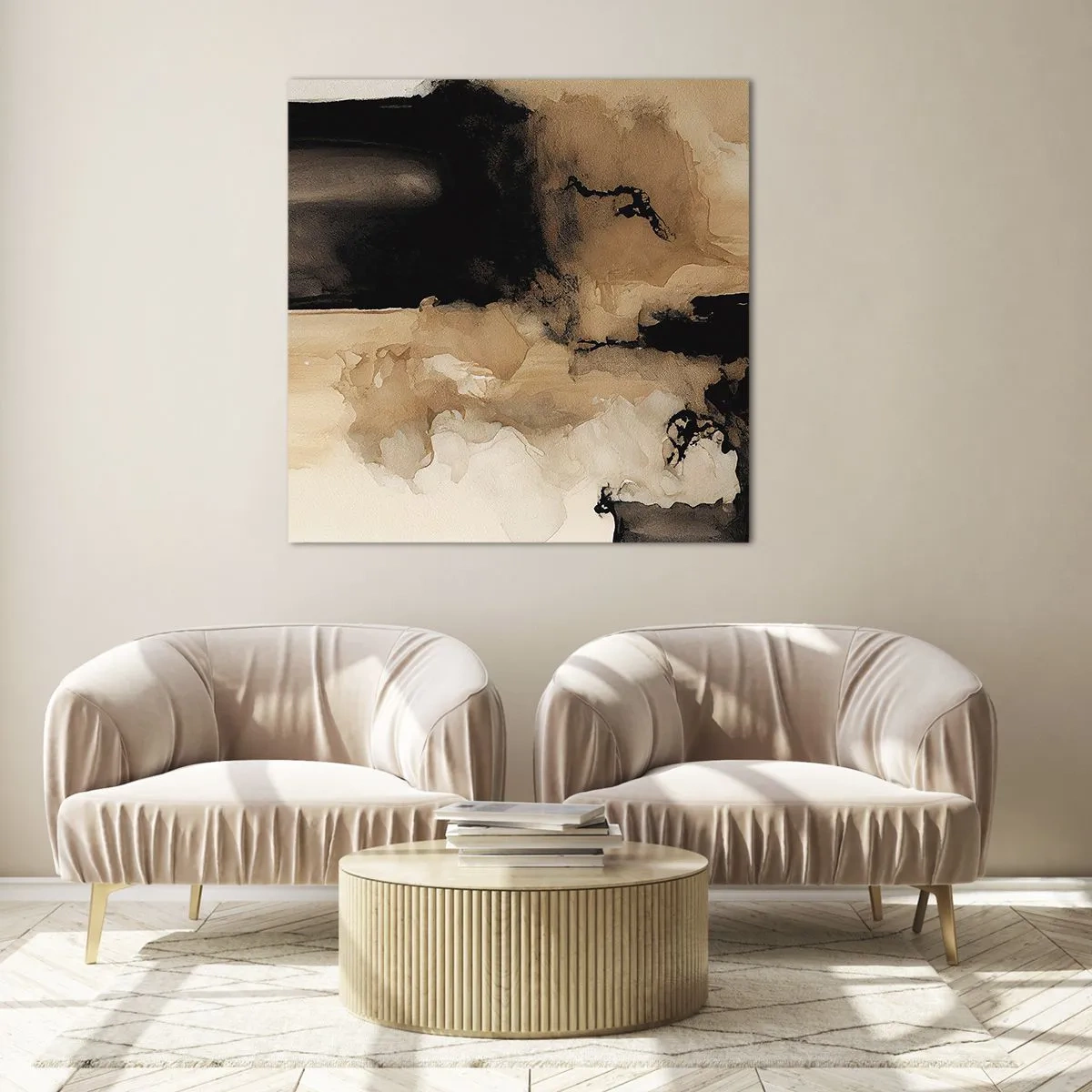 Schilderen op glas - Intrigerende abstractie - 70x70 cm