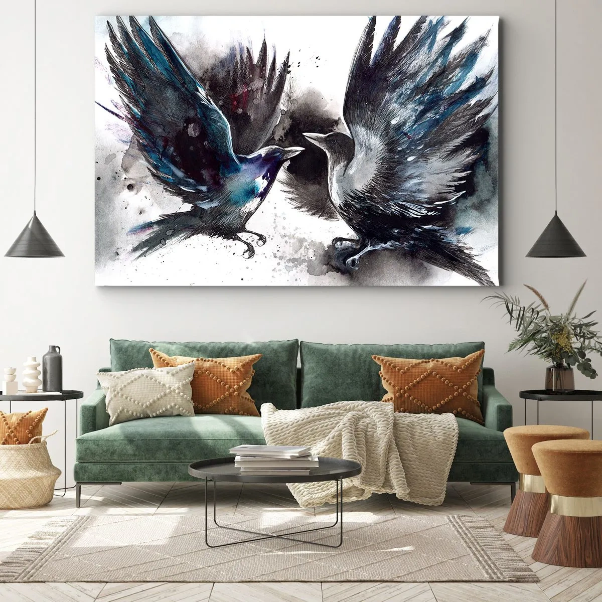 Schilderen op canvas - De ene kraai pikt de andere de ogen niet uit - 120x80 cm