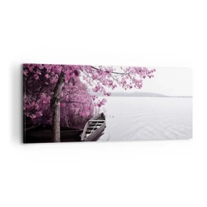 Schilderen op canvas - In roze stilte - 100x40 cm