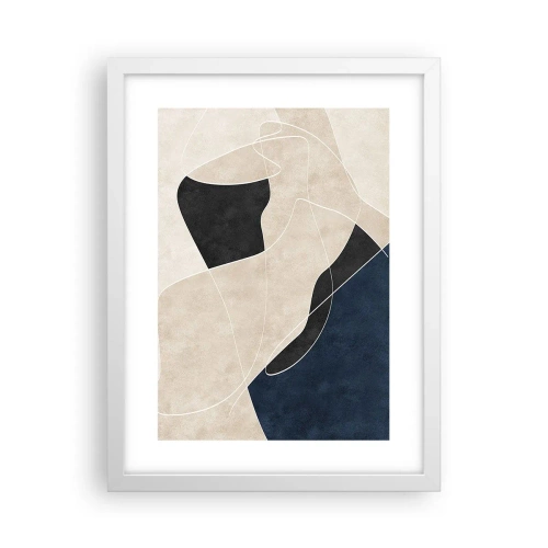 Poster in een witte lijst - Abstracte compositie – kleurcontrast - 30x40 cm