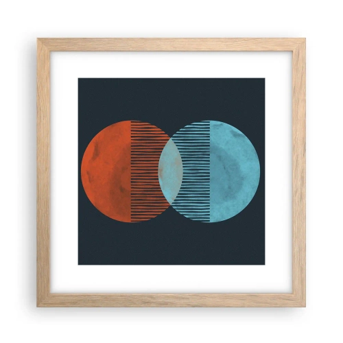 Een poster in een licht eiken lijst - Astronomische fantasie - 30x30 cm