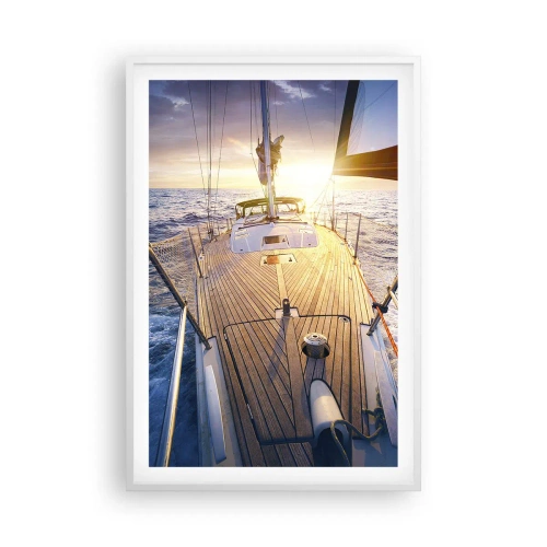 Poster in een witte lijst - Lopend op de golven - 61x91 cm
