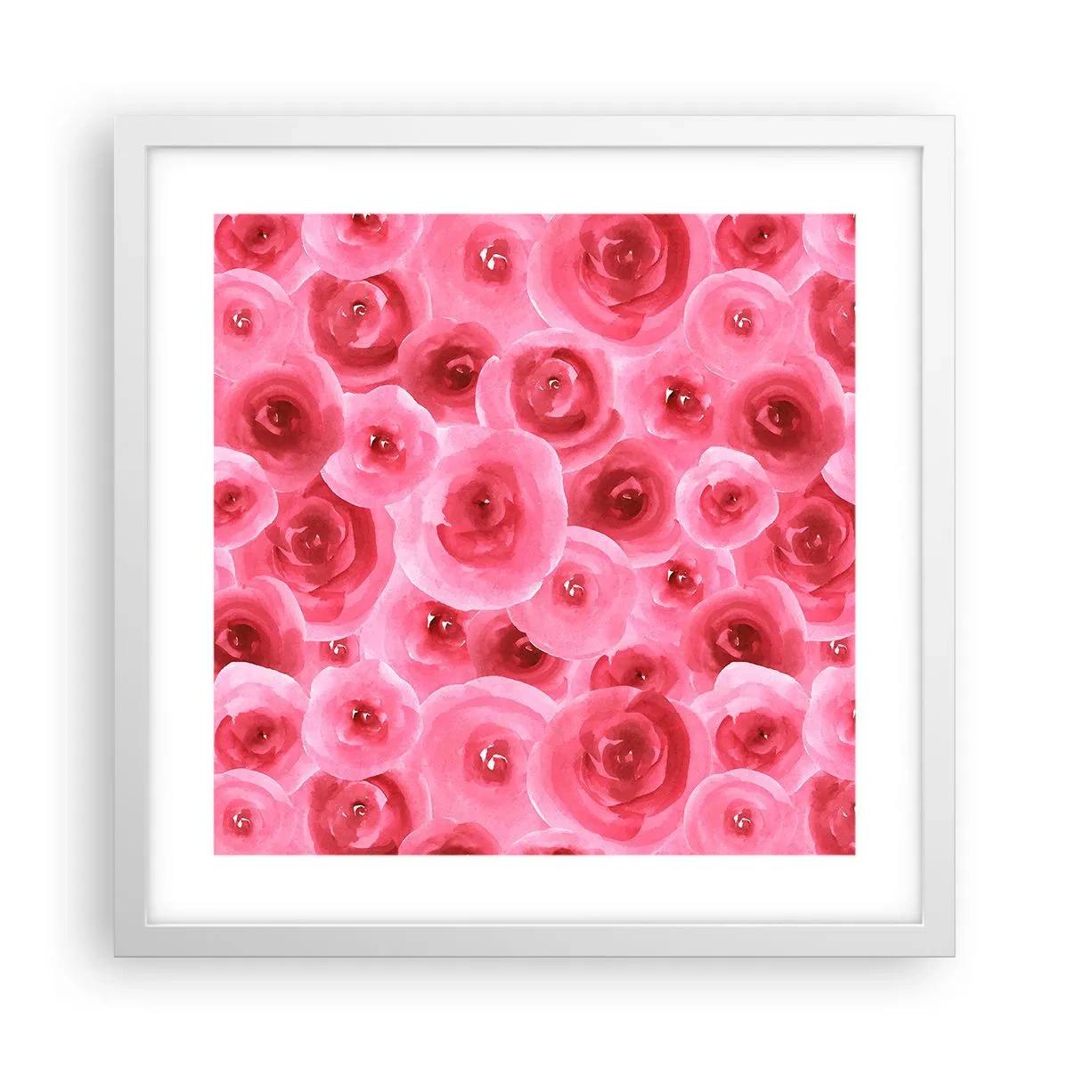 Poster in een witte lijst - Rozen onder en boven - 40x40 cm