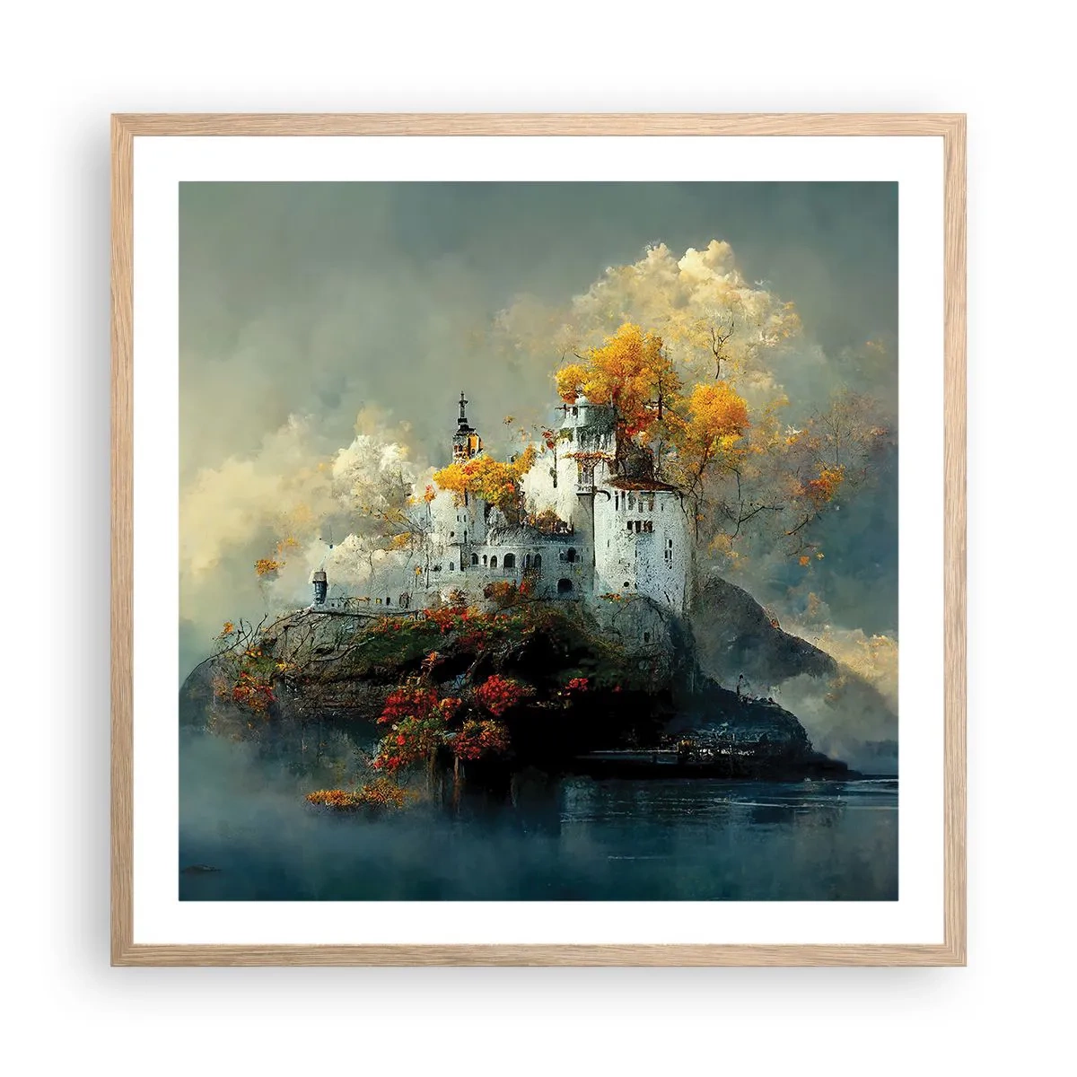 Een poster in een licht eiken lijst - Het begin van een romantisch verhaal - 60x60 cm